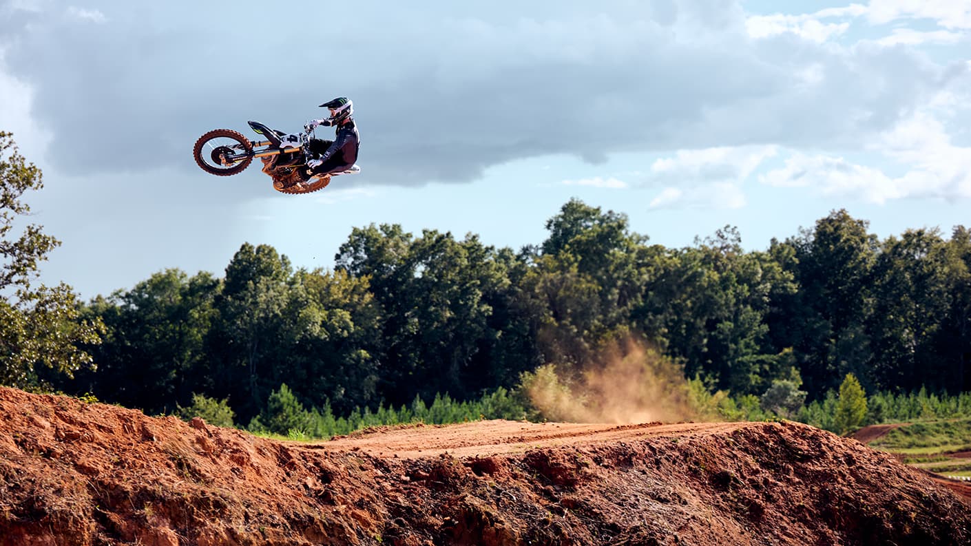 Triumph TF 450-RC being ridden by Ricky Carmichael over jump