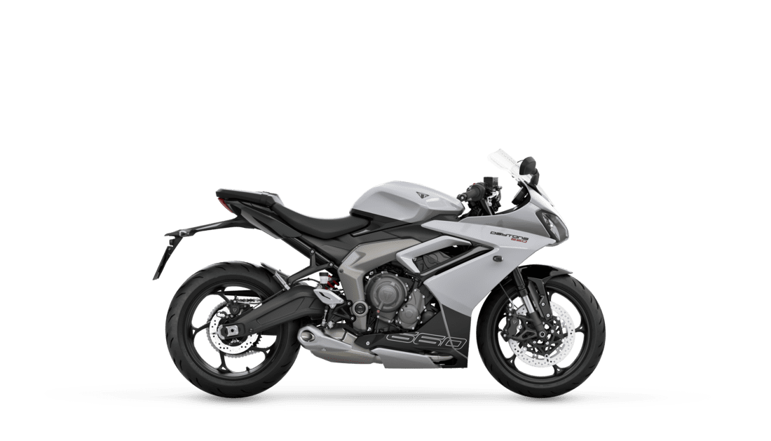 Triumph Daytona 660 RHS Snowdonia White Sapphire Black